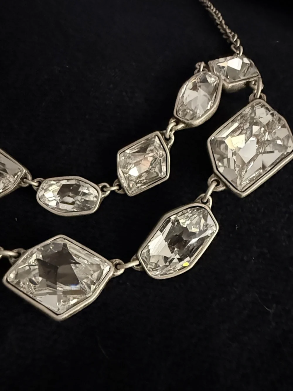 Touchstone Crystal Silver Clear Multi-Shaped Crystal Necklace - Picture 3 of 5